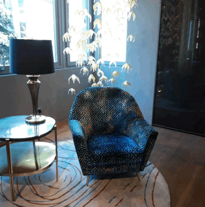 Venetian-style-chandelier-Velvet-handmade-armchair